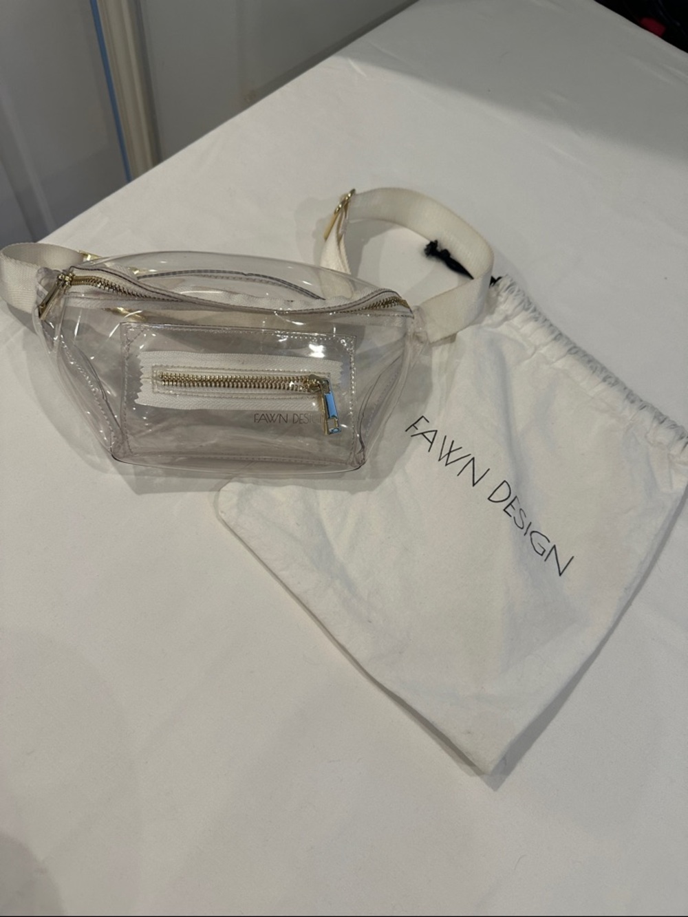 Fawn Design Transparent Crossbody Bag with Gold Hardware